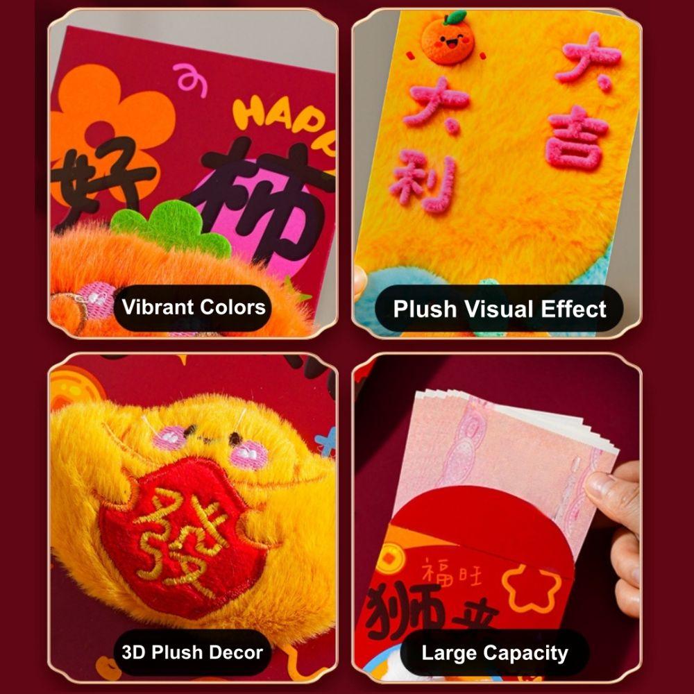 2pcs Lunar New Year Lucky Red Envelopes Embroidery Design Ingot Koi Lucky Envelopes Cute Horse Chinese Red Packets