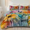 Vibrant Floral Quilt Set 1 Quilt+2 Pillowcases Floral Quilt Set Cozy Lightweight Watercolor Flower Bedding King Queen Sizes