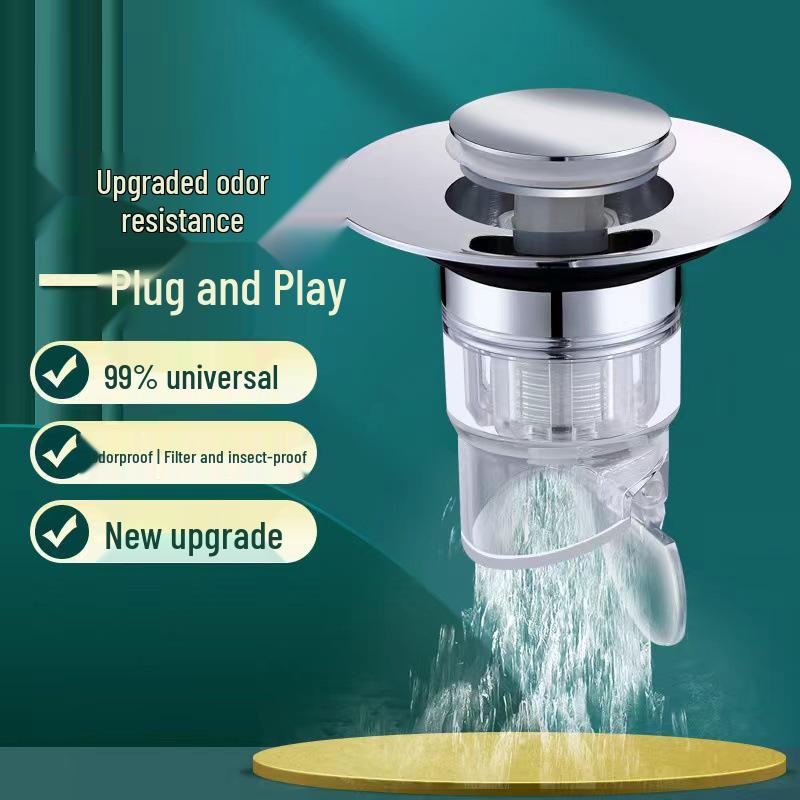 Universal Copper Pop-up Stopper: Deodorant Anti-Clog Basin Filter Drainer for Water and Hand Wash Basins