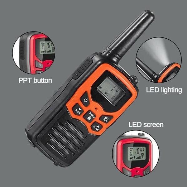2 Sets of FRS Walkie-talkies with 22 Channels for Adults, Family Radio with LED Flashlight and LCD Display VOX for Hiking and Camping