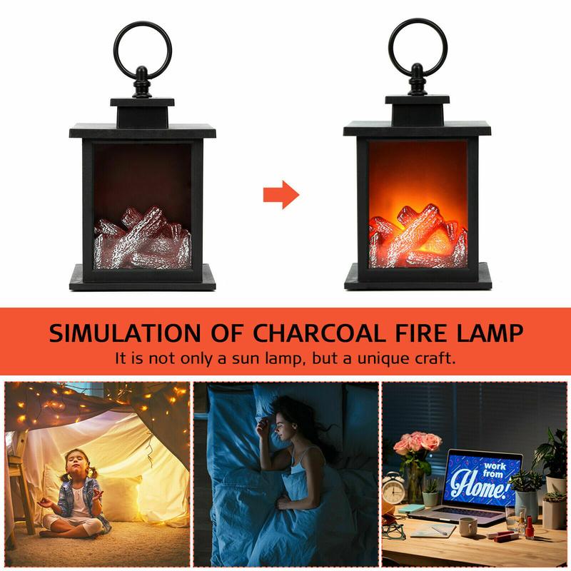 LED Lantern Fireplace Flameless Log Fire Flicker Flame Christmas Decoration Lamp