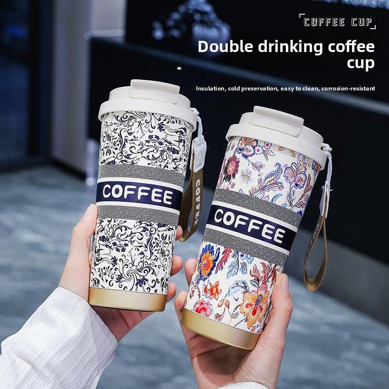 Bawangcha Tong Stainless Steel Inner Sleeve Double Drink Cup With Straw For Car Travel