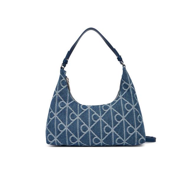 Calvin Klein Emblem Aop Denim Shoulder Bag