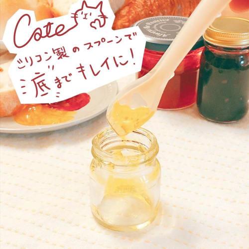 Cute Cat Motif Spoon, Silicone, Cate (Milk White)