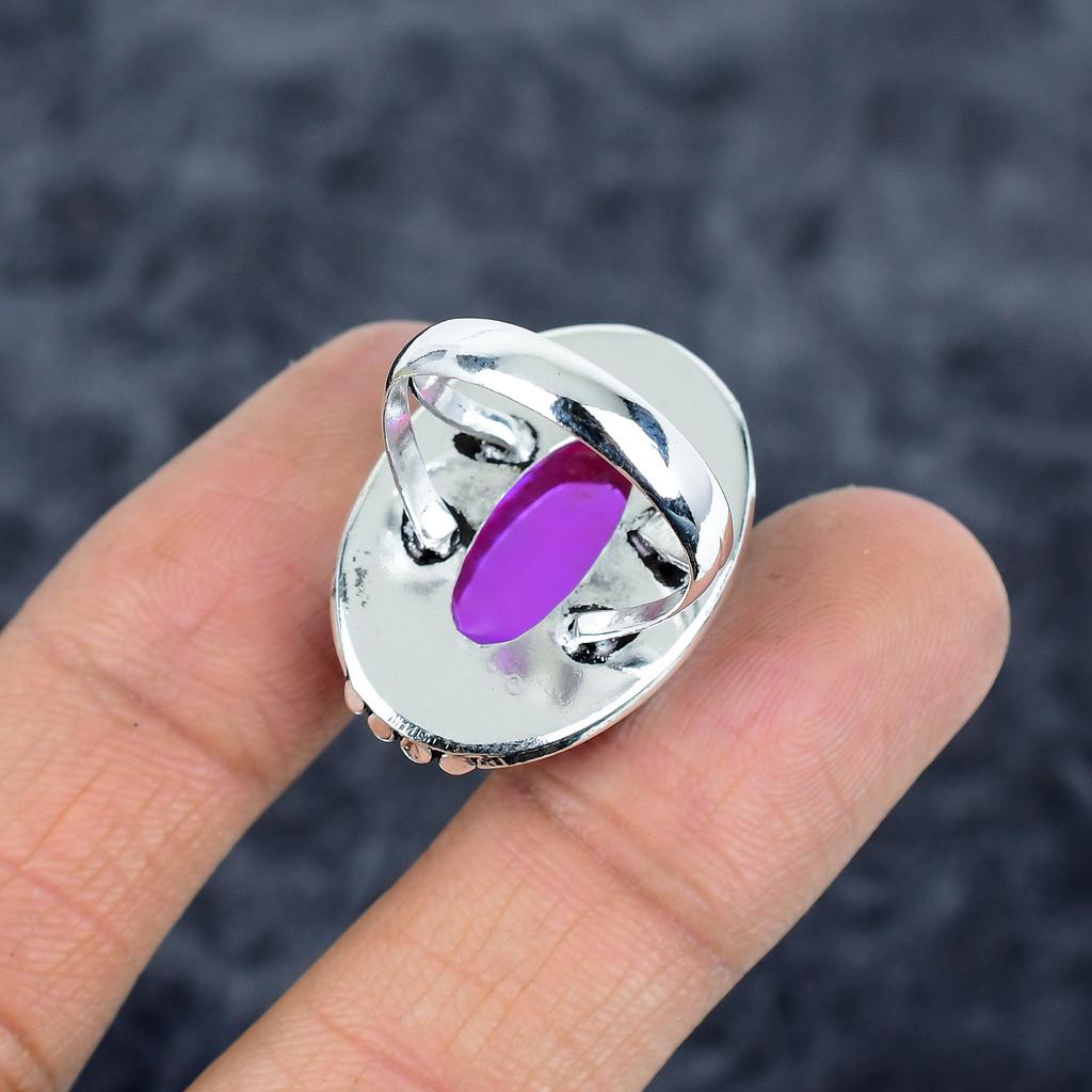 Mystic Pink Topaz Gemstone Handmade 925 Sterling Silver Jewelry Ring Size 9 M-2782
