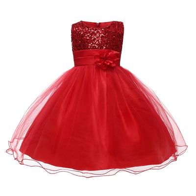 2024 Girls' Puff Sleeve Christmas Mesh Princess Dress - Children’s Clothing
