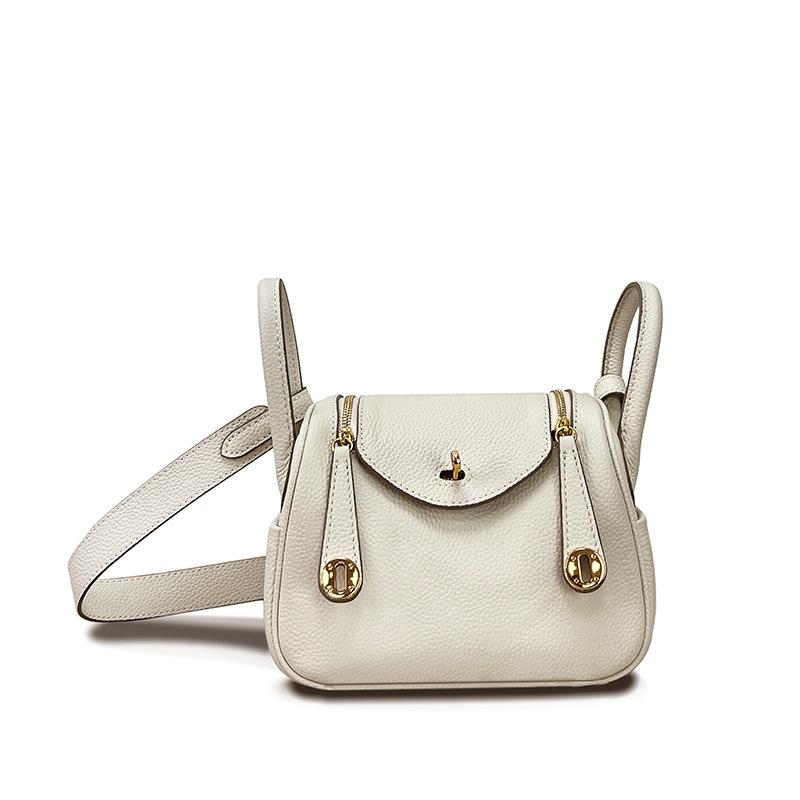 New Mini Lindy Bag 19cm (NO LOGO) Genuine Leather Boston Bag Real Cowhide Fashion Versatile Women Single Shoulder Crossbody Handbag