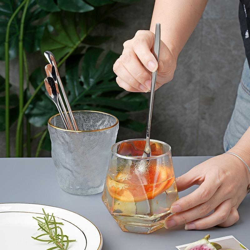 Long Handle Coffee Stirring Spoon Stainless Steel Bar Household Spoon Durable Ice Cream Cocktail Dessert Kitchen Tableware Spoon