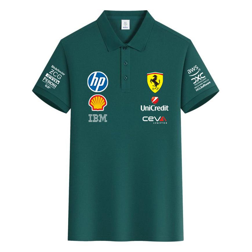 Ferrari Summer Pure Cotton F1 Racing Team Uniform T-shirt Short Sleeved Ferrari Polo Shirt Versatile Top
