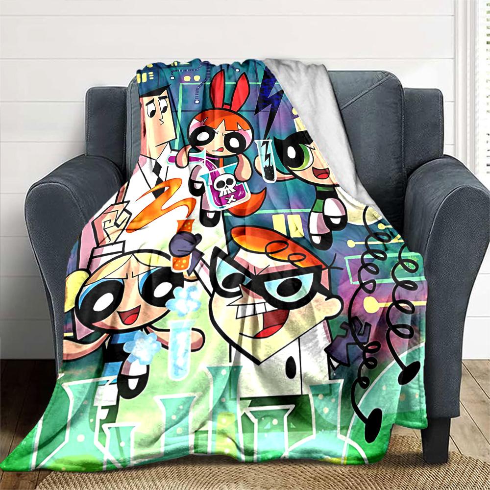 Powerpuff Girls Adventure Flannel Blanket Super Soft Warm Cozy Blanket For Sofa Bed Office Travel Allseason Home Decor Gift