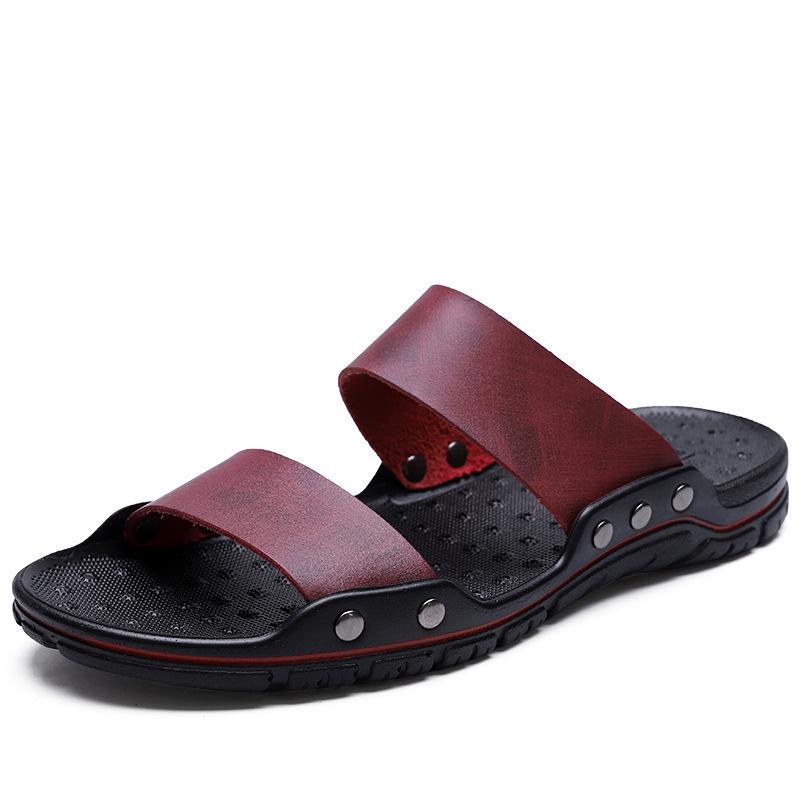 Men's Oversized Genuine Leather Non-slip Beach Sandals