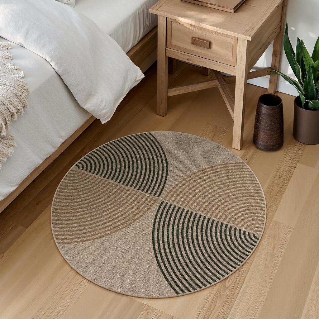 Stripe Pattern Carpet Lines Design Round Mat Modern Outdoor Indoor Decoration Rug for Porch Patio Living Room Bedroom Terrace
