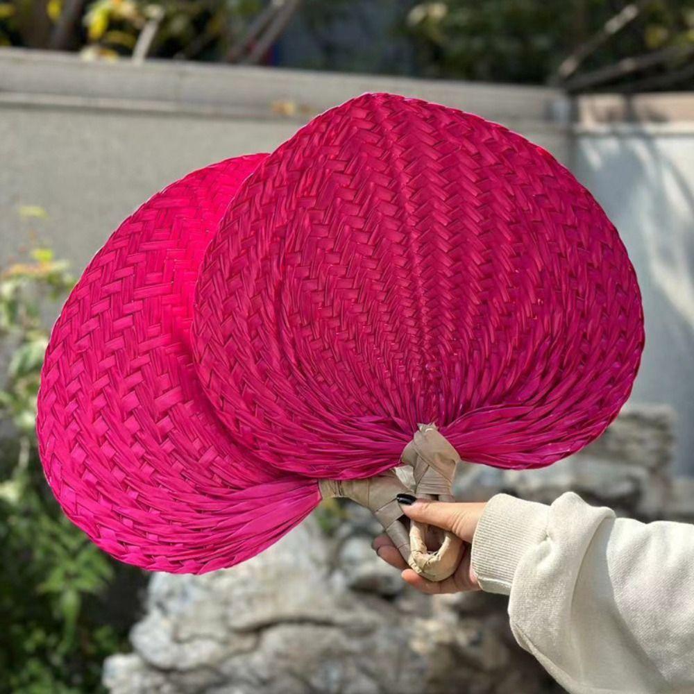 Natural Palm-Leaf Woven Fan Lightweight Straw Fan Vintage Rattan Fan  Summer
