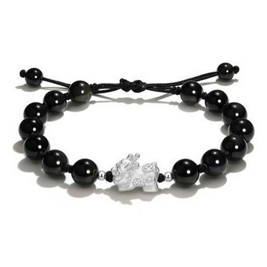 Sterling Silver Pixiu Couple Bracelets: Men's & Women's Beaded Love Tokens - Perfect for Christmas
