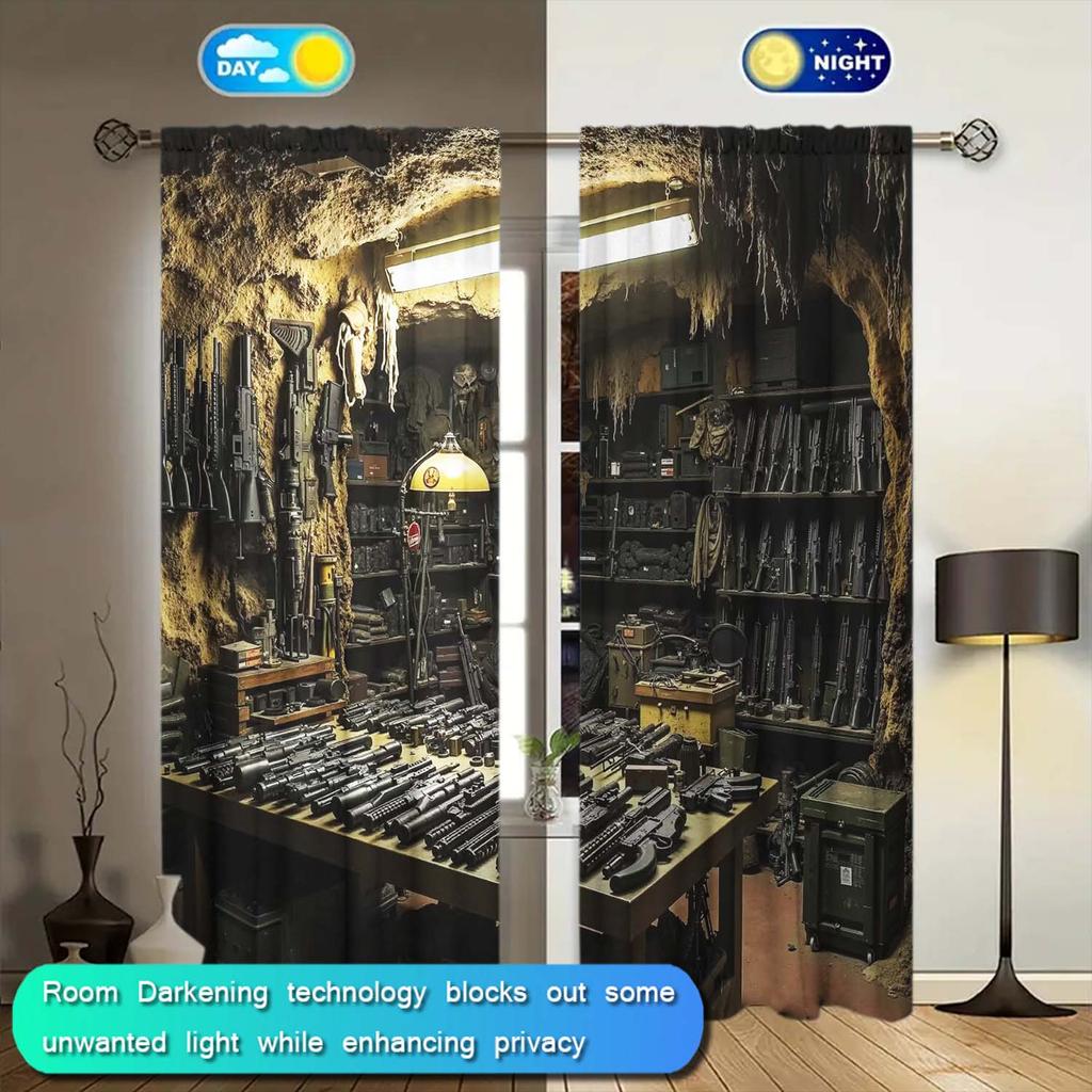 2-Panels Cave Arsenal Semi Blackout Curtain - Heat-insulating Suitable for Decorating Curtains in Various Rooms