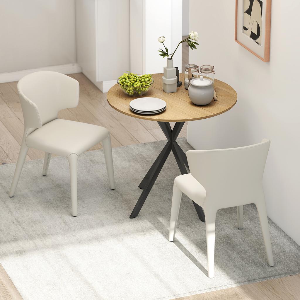 Tavolo da pranzo rotondo industriale da 80 cm - Quercia Bianca