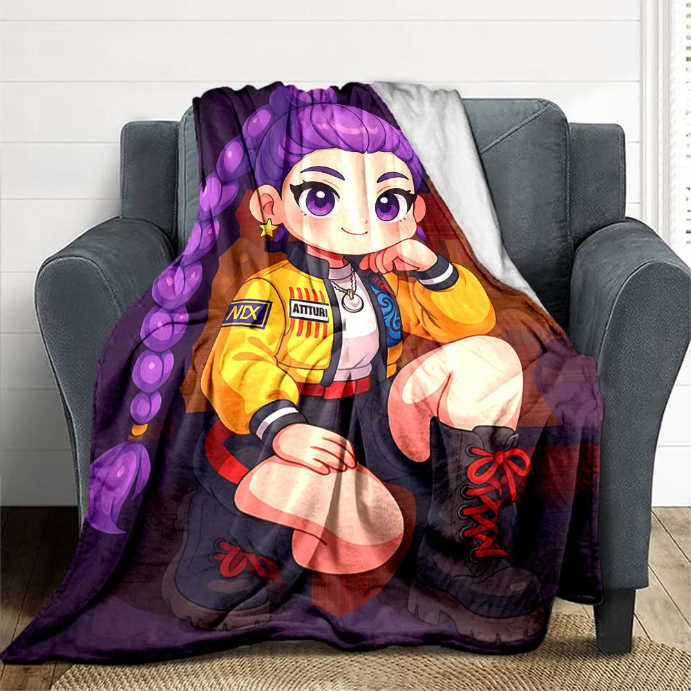 1PC Huntrix, K pop Blanket Lightweight Flannel Throw Blanket for Sofa, Bed, Travel, Camping, Livingroom, Office, Couch