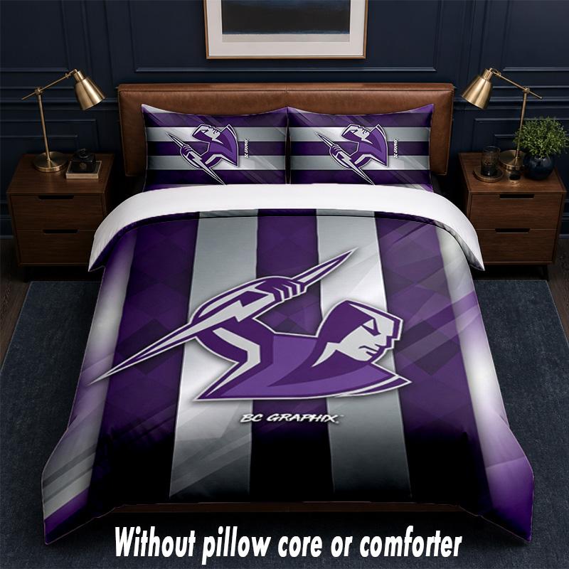 Melbourne Storm Design Bed Bedding Set 1 Duvet Cover + 2 Pillowcases Soft Breathable Household Bed Linens