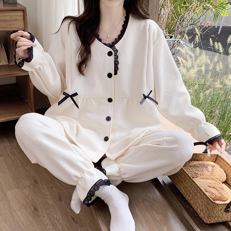 Air Cotton Maternity Pajama Set: Spring & Autumn Nursing and Postpartum Wear for Women