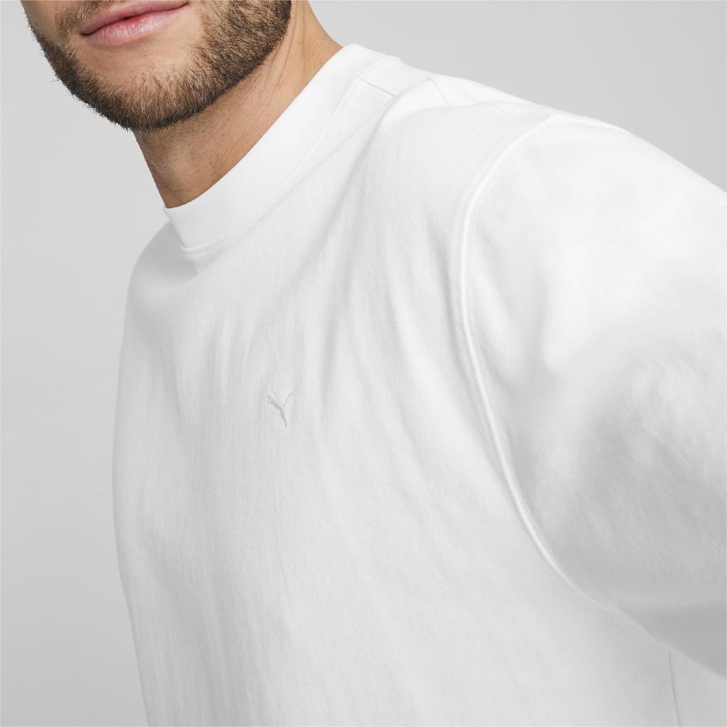 Puma Solid Color Crew Neck Pullover Casual Breathable Short Sleeve T-Shirt Men Tops White 624009-02
