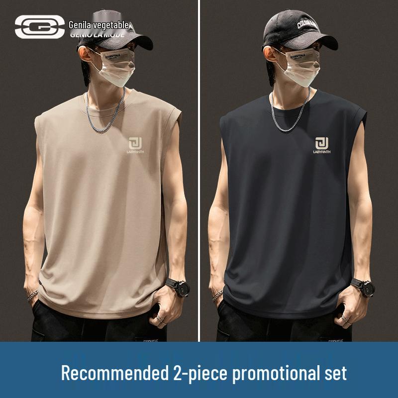 GENIOLAMODE Men s 2-Pack Pure Cotton Round Neck Tank Top 2XL