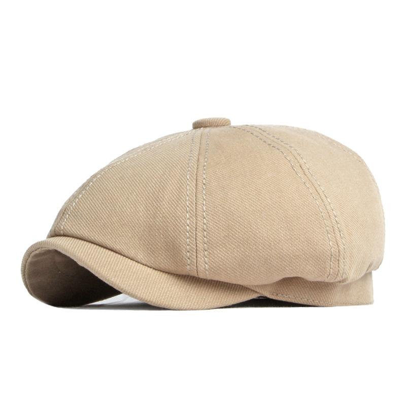 

Spring Fall Newsboy Cap Men British Cotton Octagonal Hat Solid Herringbone Flat Cap Beret For Male Eight Blade Hats gorras 56to58cm хаки