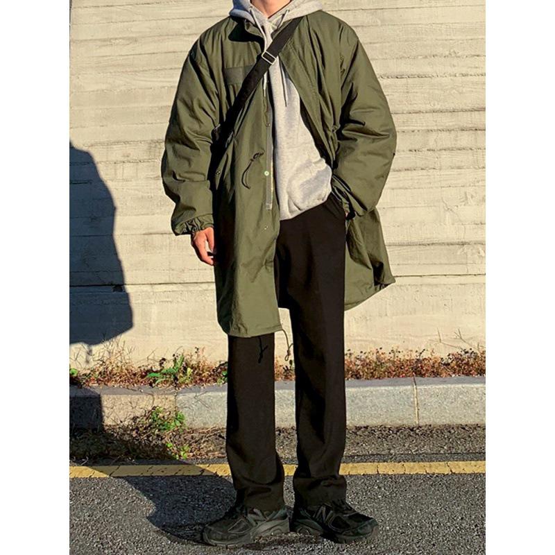 MYQ Herren Winter Mittellange Dicke Baumwolljacke - Koreanischer & Japanischer Stil Windjacke