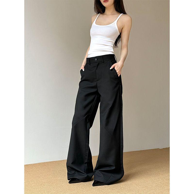 

Don Cry Drape Loose Micro-Flared Casual Suit Pants Black XS