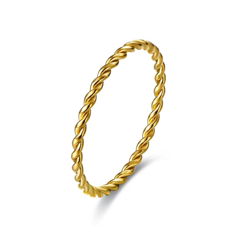 1.5MM Knuckle Rope Twist Ring Stainless Steel Wedding Band for Women Girls Stacking Charm  Accessories Gift Wholesale