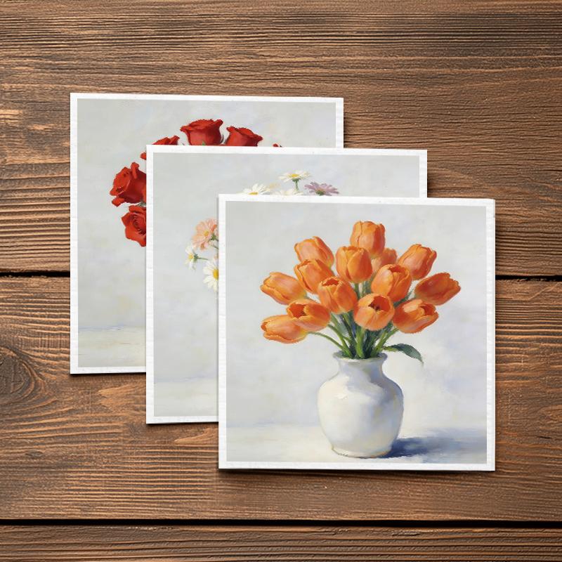 6PCS Cleaning Dishcloths Reusable Kitchen Dish Towels Absorbent Arrange Flower Pattern Dishcloth Lint Free Cloth Washable Duster Rags Tea Towels