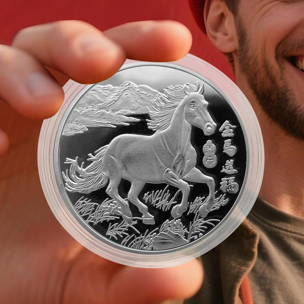 2026 Year Of The Horse Souvenir Coin ZodiacGolden Horse Blessing Commemorative Coin New Year Collectible Coin Decoration