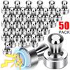 50/1 Stück Neodym-Magnet-Stecknadeln Starker Magnet Saugnapf Druckknopf für Kühlschrank Whiteboard Küche Büro Magnetischer Haken