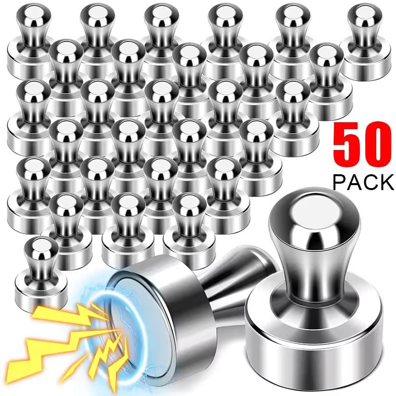 50/1 Stück Neodym-Magnet-Stecknadeln Starker Magnet Saugnapf Druckknopf für Kühlschrank Whiteboard Küche Büro Magnetischer Haken