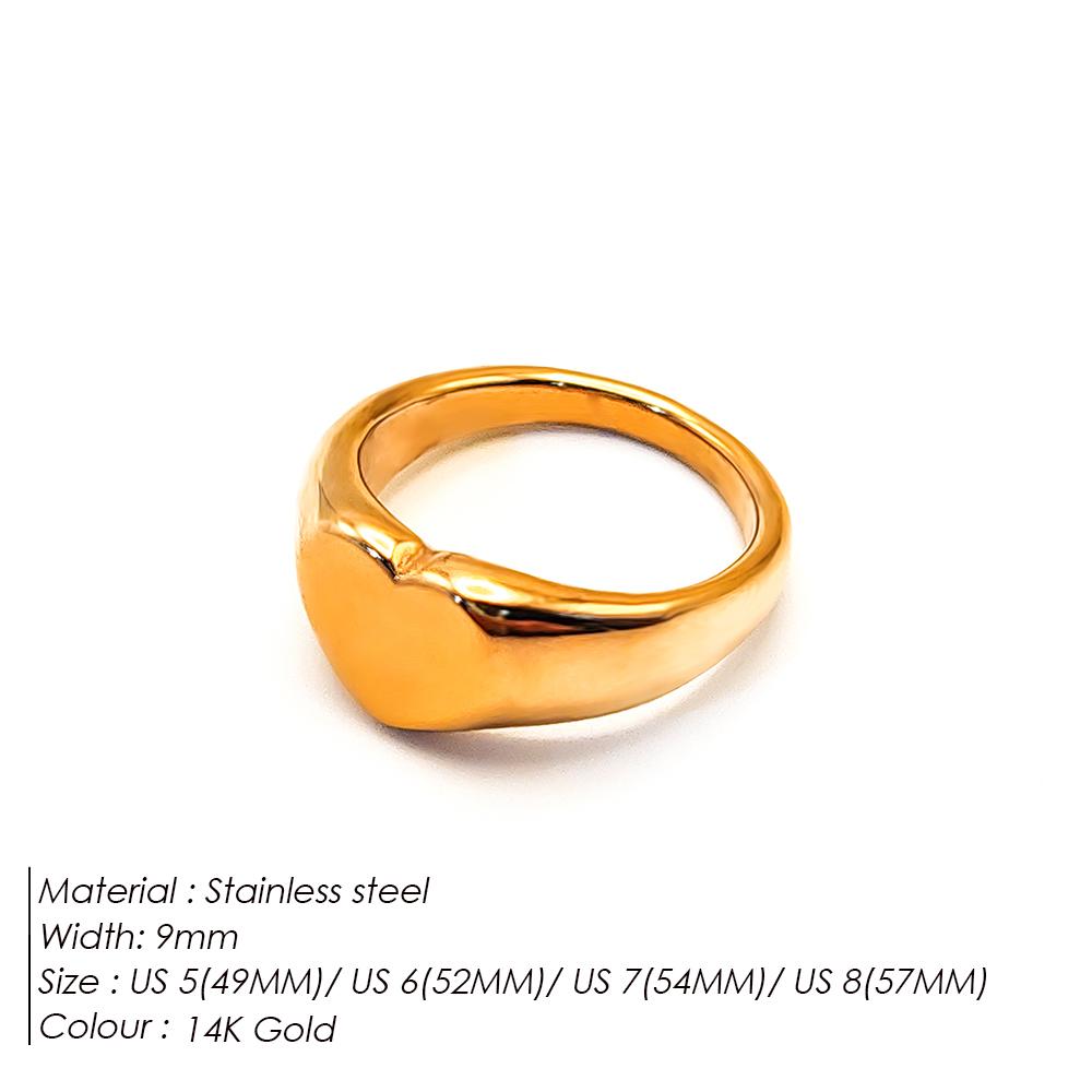 EMANCO Couple Heart Ring Stainless Steel Punk Style Geometric Jewelry Personalized Ring Gift for Women Valentine's Day