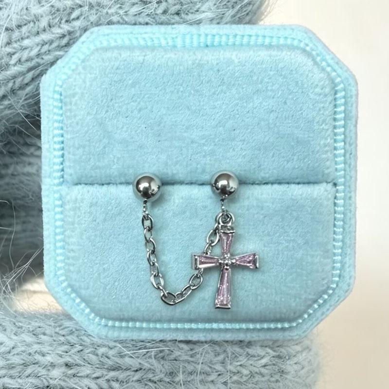 1Pc Unique Personality Heart Star Cross Stud Earrings For Women Exquisite Shiny Zircon Piercing Earrings Y2K Jewelry Gifts