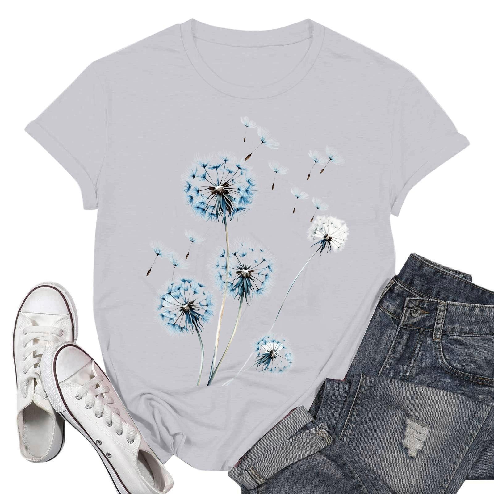 

Жіночі модні повсякденні пуловери з принтом і круглим вирізом з короткими рукавами XL білий