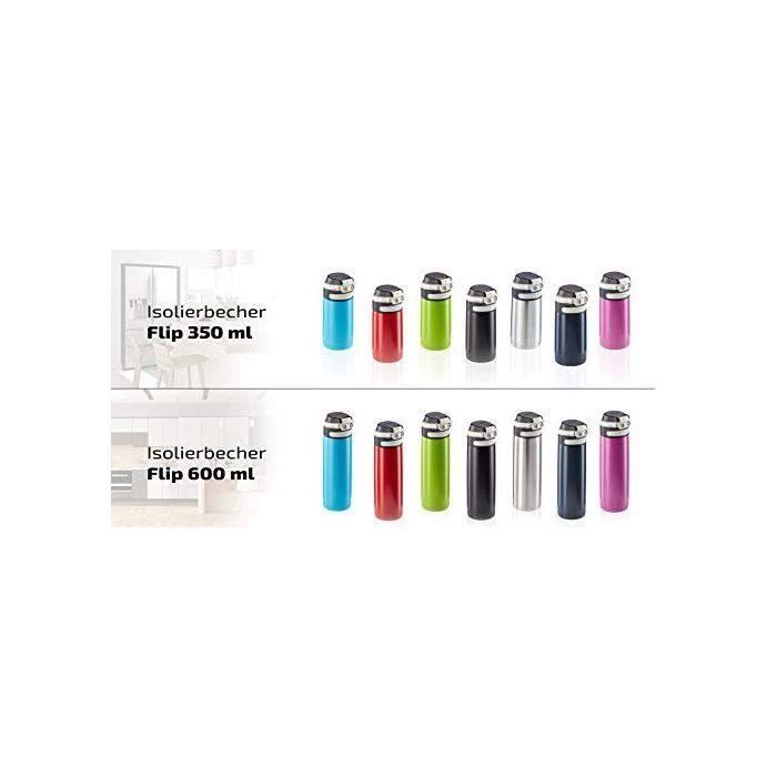 Leifheit Bouteille thermos Flip 600 ml Noir, tasse thermos, bouteille à café isotherme, bouteille d'eau isotherme, gourde 444106