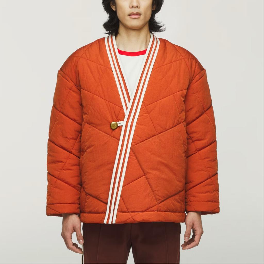 Adidas Originals × CLOT Zavinovací bunda od Edisona Chena CNY Nový čínský styl Pruhovaná bunda s výstřihem do V Teplá bunda s dlouhým rukávem Unisex bunda KD4030