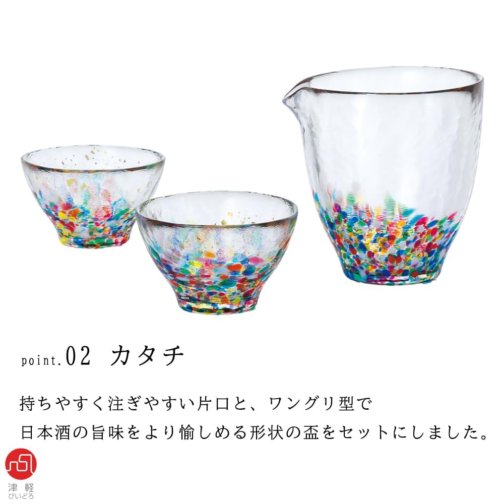 ADERIA Tsugaru Vidro Nebuta Sake-Set mit goldener Geschenkbox Hergestellt in Japan Enthält Sake Sake Sake und andere Perfekt als Geschenk für kleine Ruhestände und