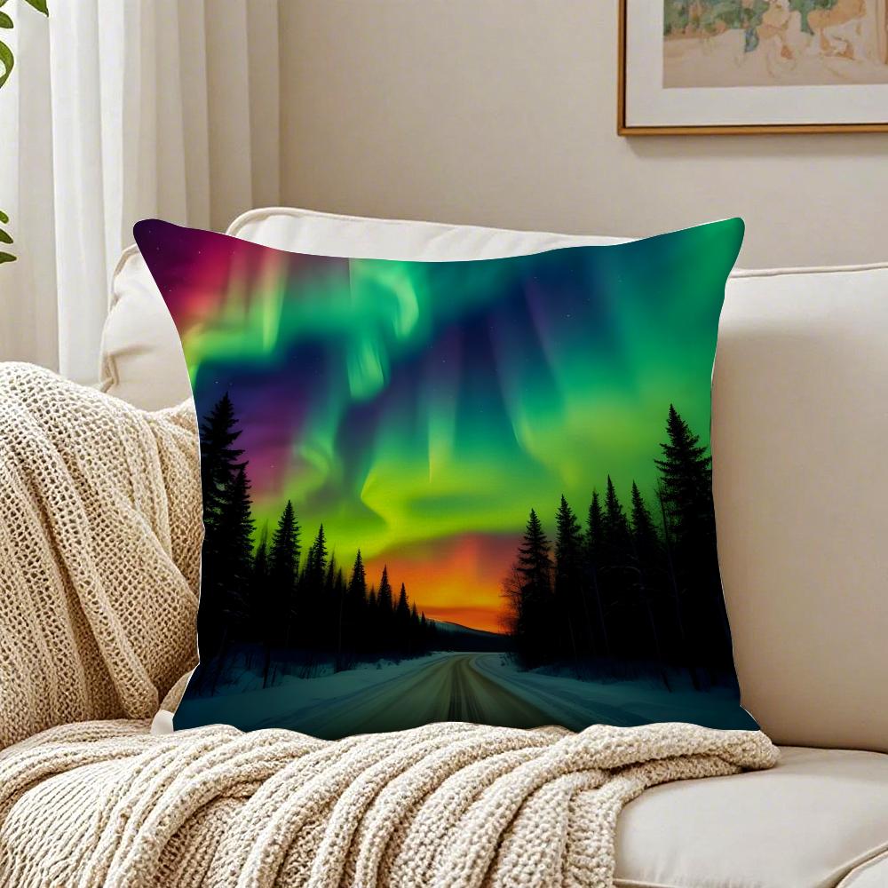 Reathtaking Natural Scenery Art Winter Aurora Cushion Cover Pillowcase Antidustmite living Room Sofa Decor Cushion Room