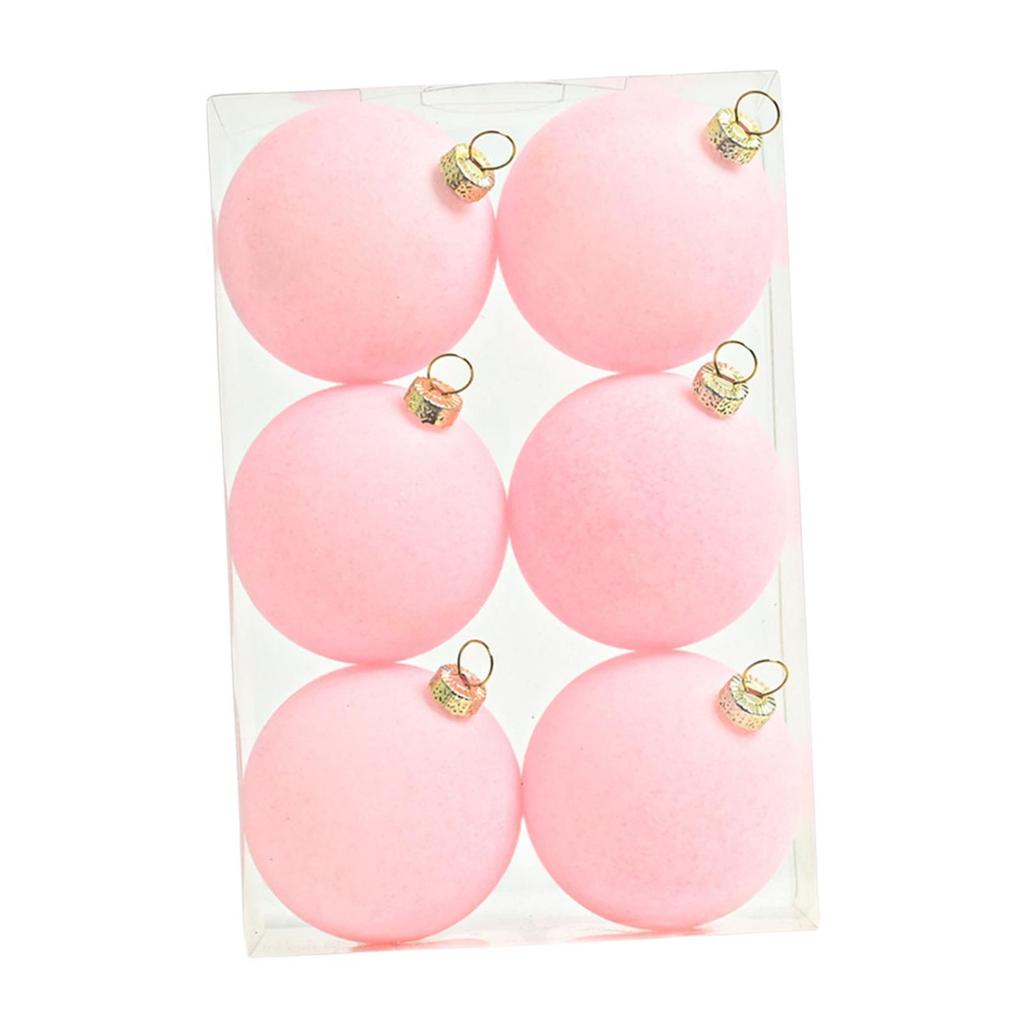 6x Flocked Christmas Ball Ornaments Shatterproof Balls 2.4inch Table Centerpiece Velvet Christmas Balls for Wedding Fireplace