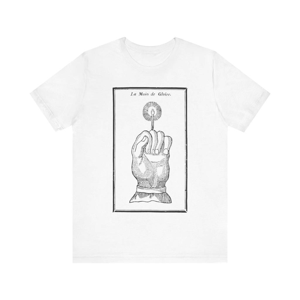 Hand of Glory II Vintage Mystery Shirt Voodoo Tshirt Magic Creepy Art Witch Black Magic Gothic Tshirt Unisex Shortsleeved