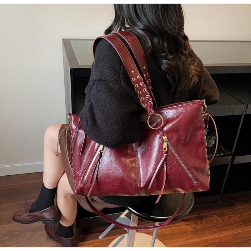 Europe And America Style Retro PU Leather Handbag Shoulder Bag Ladies Zipper Tote Bag Classic Crossbody Bags For Women Work Business