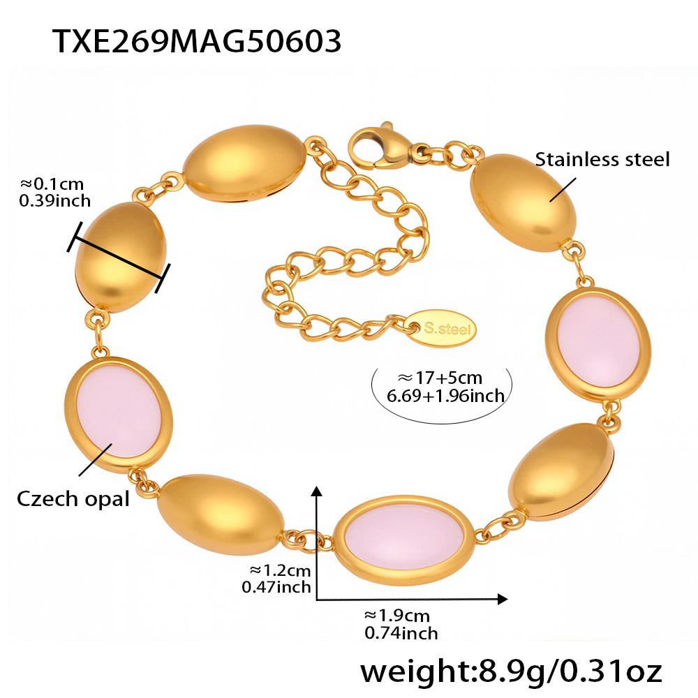 Unique Necklace Bracelet Earring In Stainless Steel With Multi Color Opal Necklaces Matching Bracelets Dangle Earrings For Women