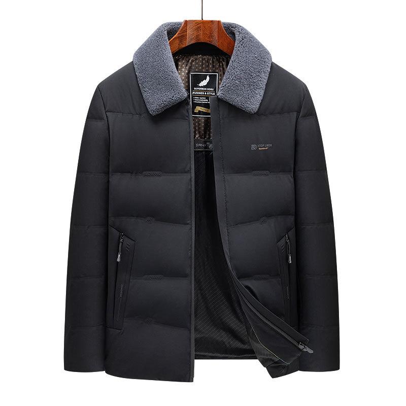 

Осенне-зимняя мужская куртка-пуховик Business Casual с лацканами, белая утиная пуховая куртка с утолщенным пухом M чёрный