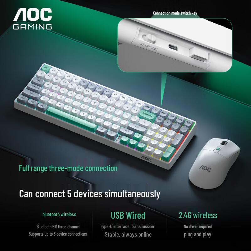AOC GKM100 Wireless Bluetooth Mechanical Keyboard & Mouse Combo