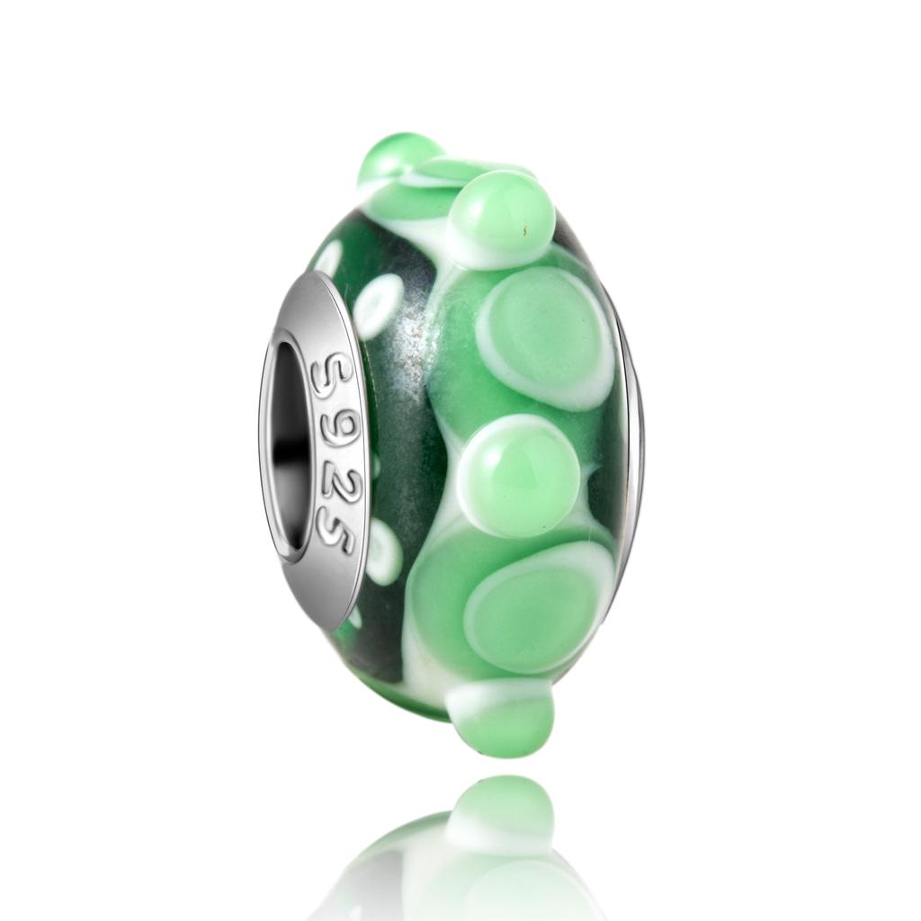 Murano Glass Collection Copper MultiColor Blue Bump Charm Fits Bracelets Women Exquisite Jewellery Accessories Gifts