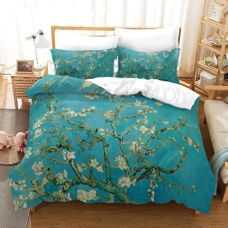 Wash Painting Bedding Set Chinese Style 3D Printed Duvet Cover With Pillowcase Ink And Wash Flower Bamboo Design Comforter Cover