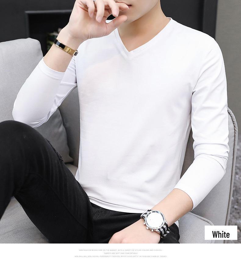 Men's Long-Sleeve V-Neck T-Shirt - New for Autumn/Winter 2023 in White