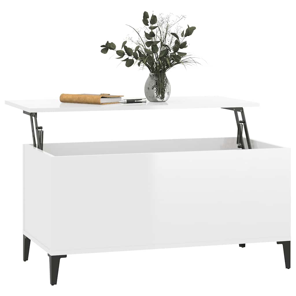 Glossy White Coffee Table 90 X 44.5 X 45 Cm Engineered Wood